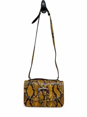 Paula Cademartori Snake Print Leather Crossbody Bag Statement Buckle
